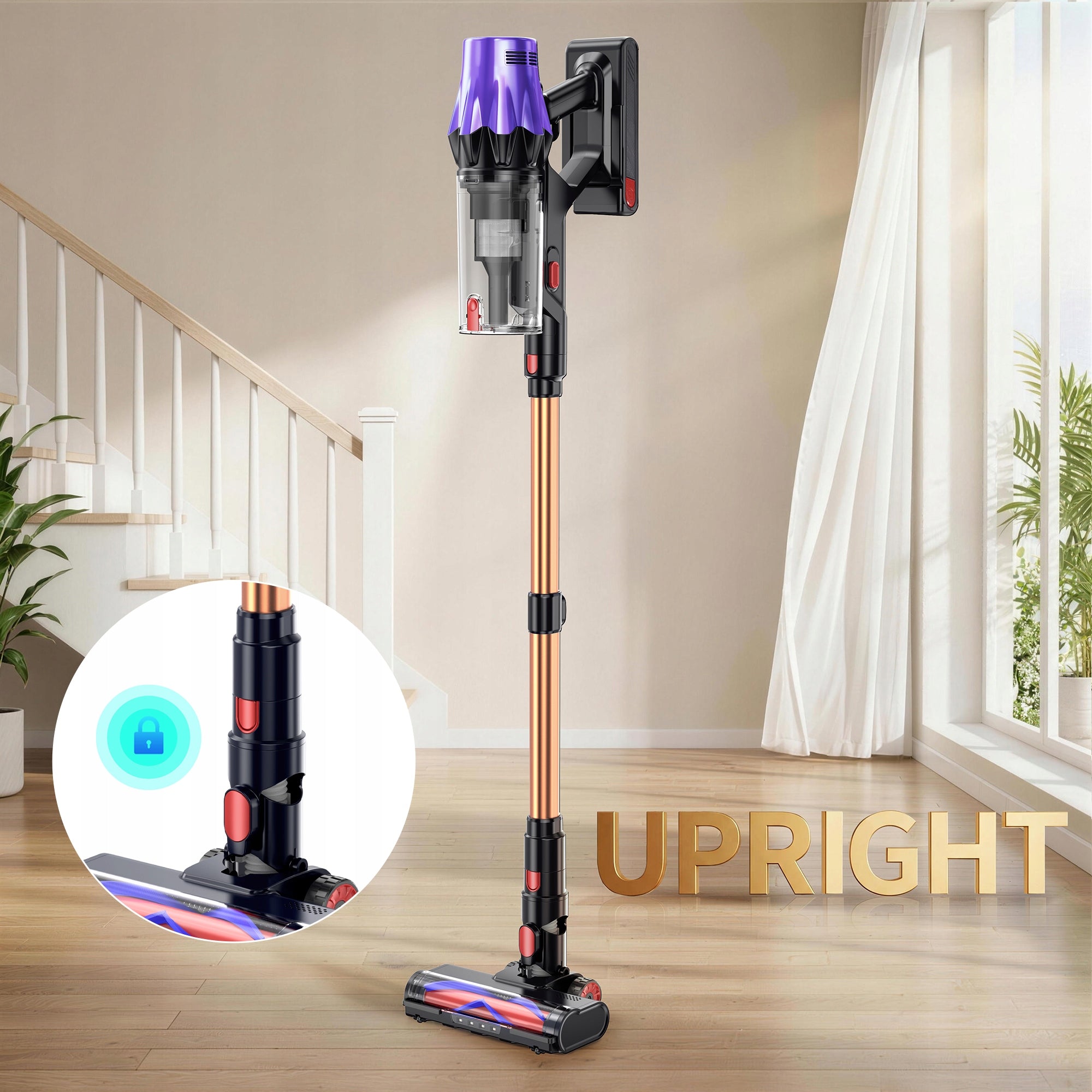 Powerful Cordless Vertical Vacuum Cleaners Blossom V20 650W 55000PA Dominant color yellow/gold