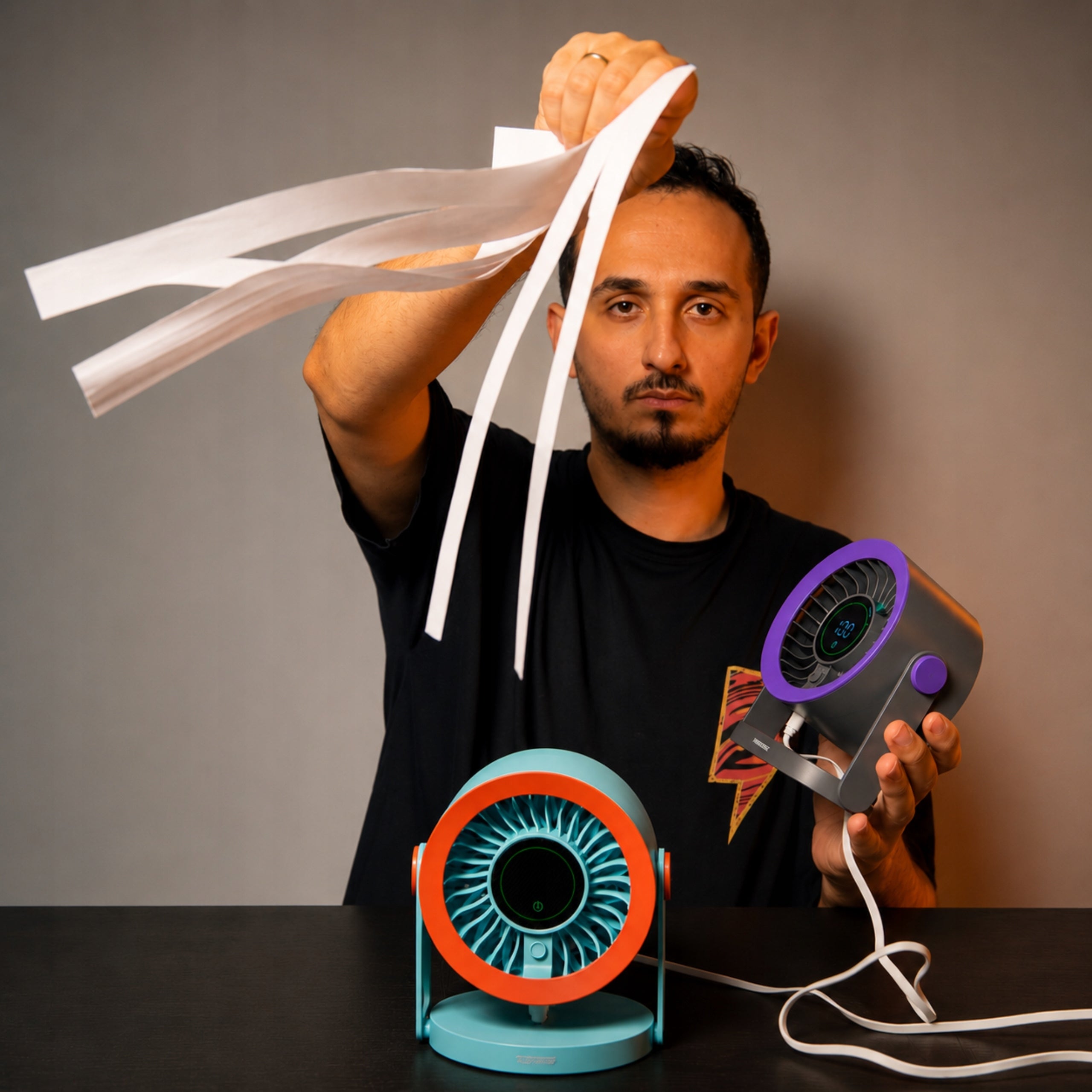 Powerful Desktop Windmill Network Mini Table Fan Quiet USB-C LCD Model MAŁY WIATRAK WENTYLATOR Biurkowy USB -C