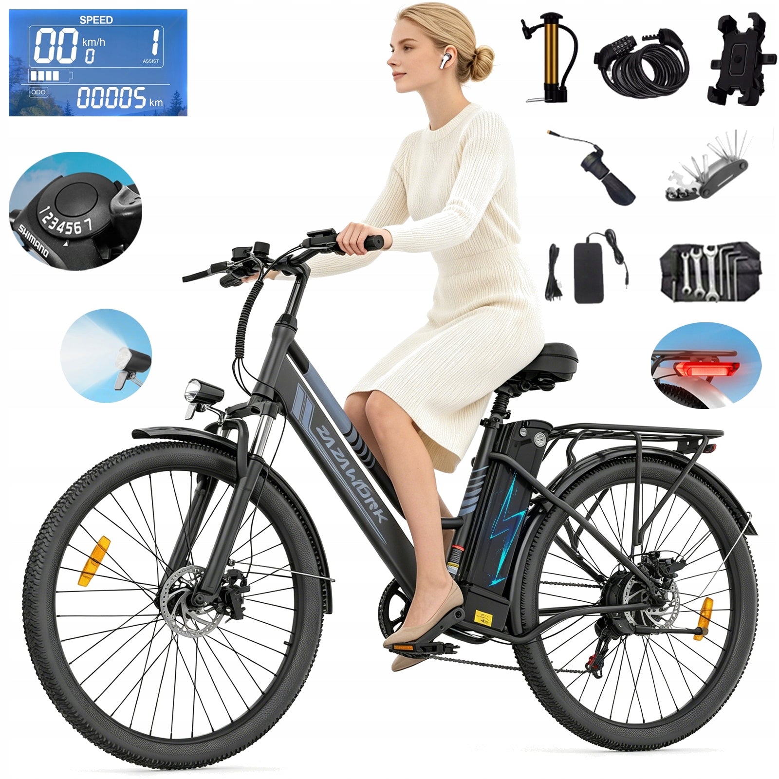 Powerful Electric Bike ZAZAWORK C26 PRO 250W 36V 20Ah 25km/h 120km 26" PL