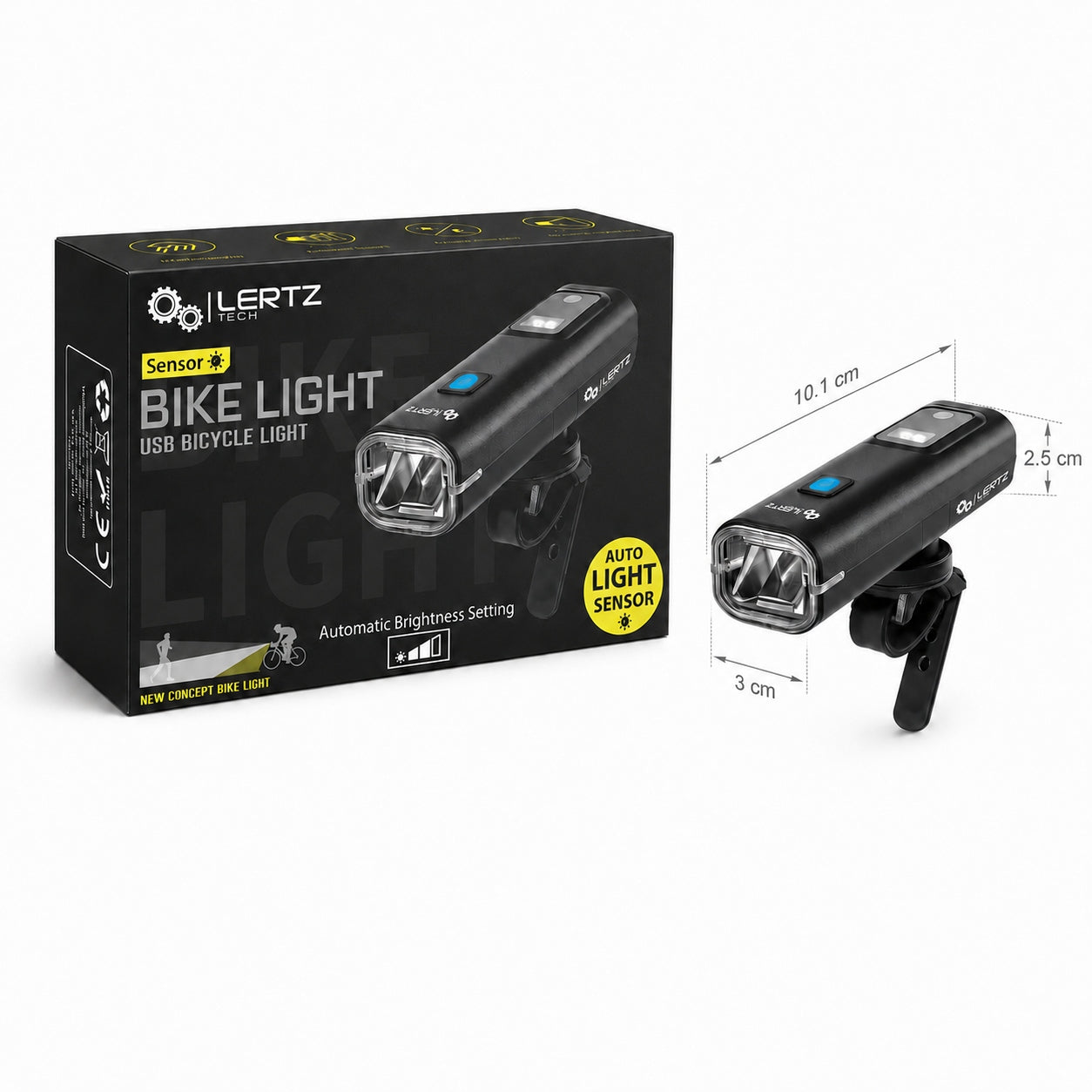 Powerful FRONT LED BICYCLE LIGHT 5000K Flashlight SENSOR LIGHT SENSOR Packaging status original