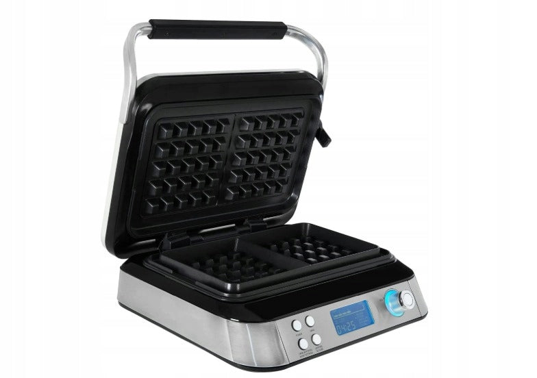 Powerful Gutfels 1600W waffle iron, easy cleaning, display