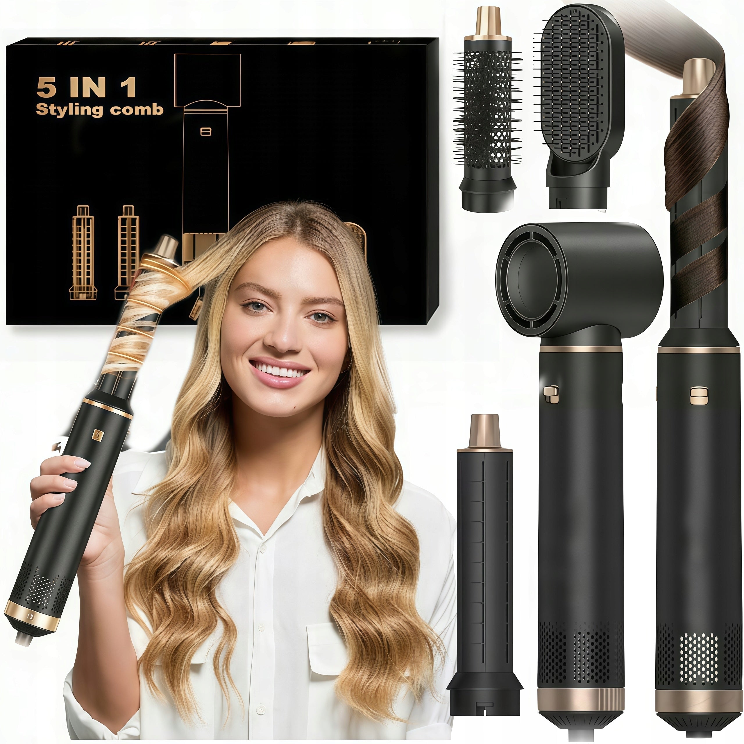 Powerful Hair Curler Dryer + 5 Tips 5 in 1