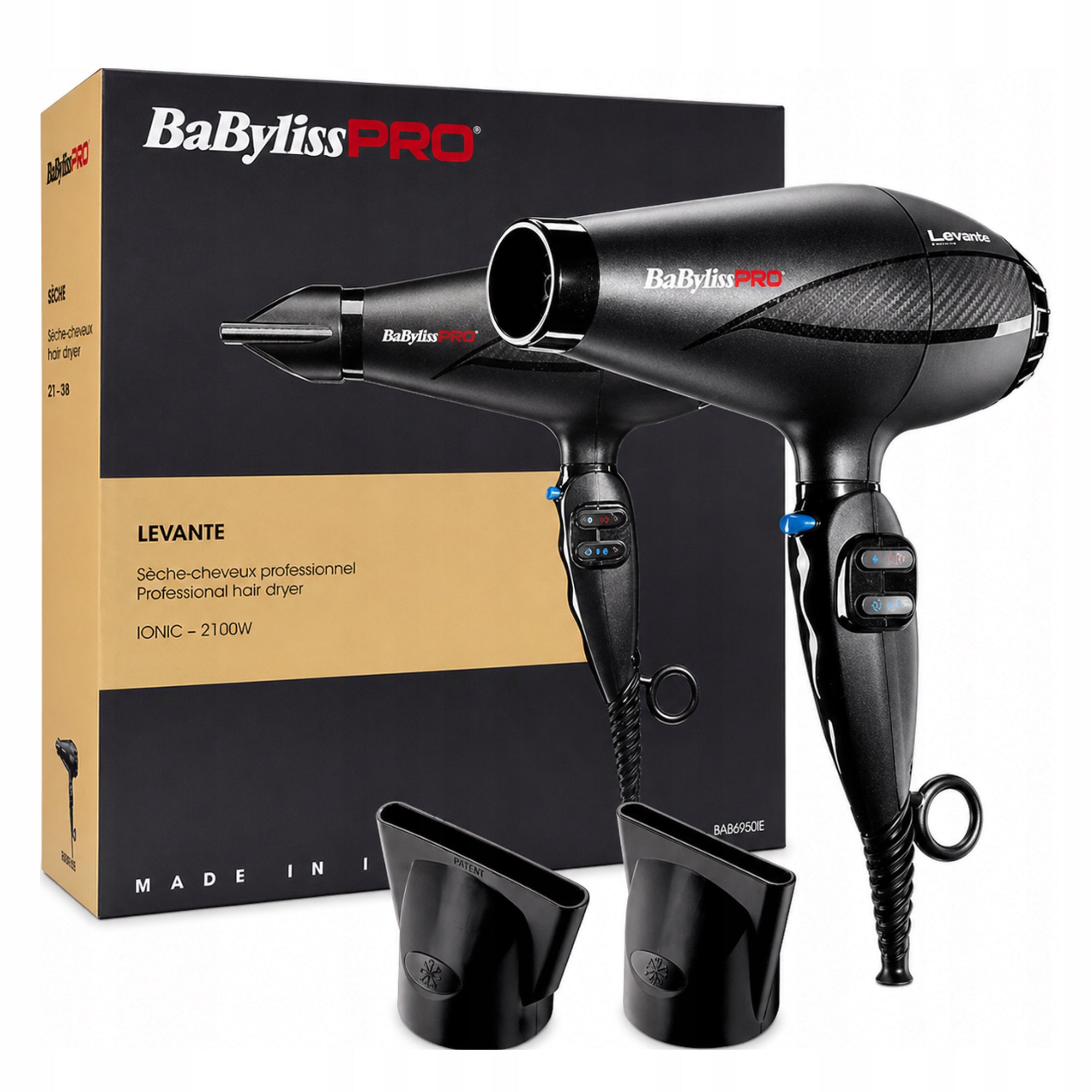 Powerful Hair Dryer Babyliss Pro Levante HQ 2100W Compact Ionization
