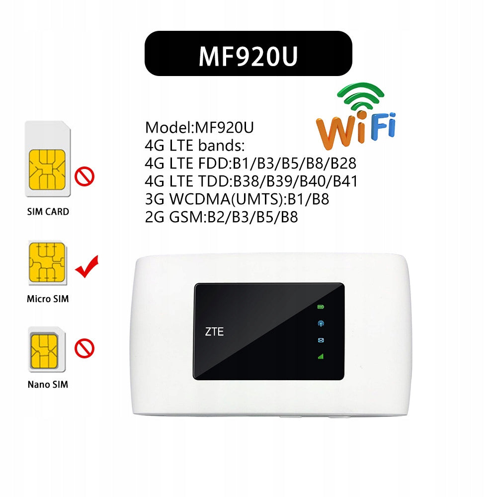 Powerful Mobile Router ZTE MF920 4G LTE - Simple Setup Packaging status original