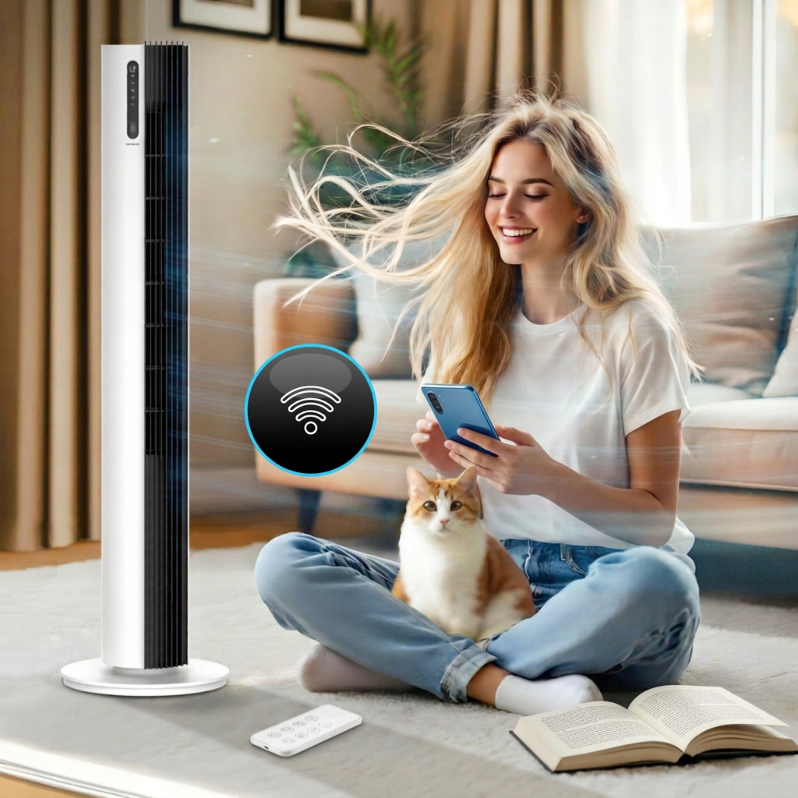 Powerful Quiet WIFI Column Fan 12 Levels Pure Plasma Ionization XXL Manufacturer code Pure Plasma WIFI wentylator stojący