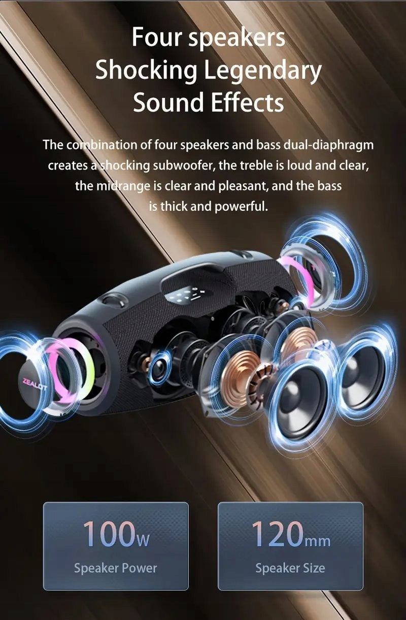 Powerful Speaker ZEALOT S78 Power 100W Bluetooth 5.2 24000mAh