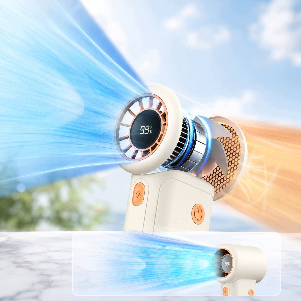 Powerful USB 15000RPM Mini Fan Handheld Cooling 10000mAh Manufacturer code Mini wentylator wiatrak Warmco H3 kremowy