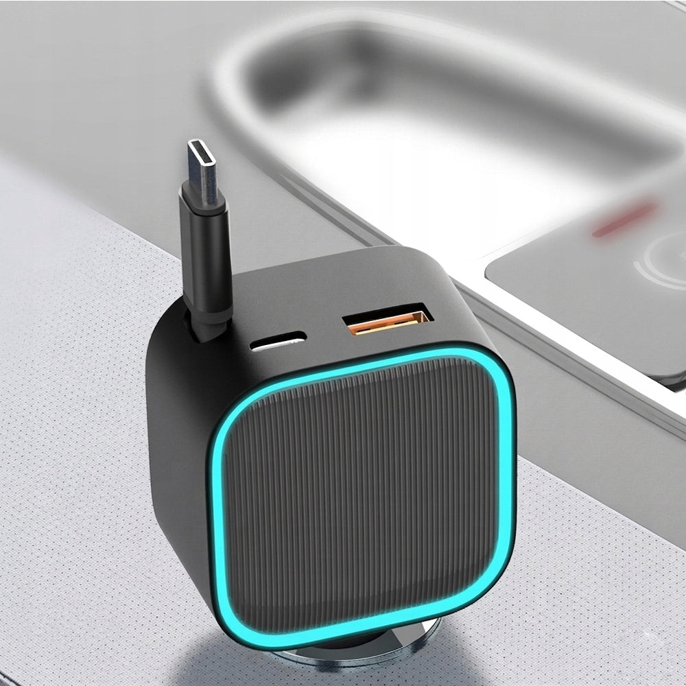 Powerful car charger POLION USB-A 2xUSB-C 45W QC3.0 PD with cable Packaging status original