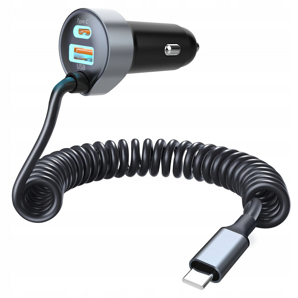 Powerful car charger POLION USB-A 2xUSB-C 65W QC3.0 PD with cable Packaging status original