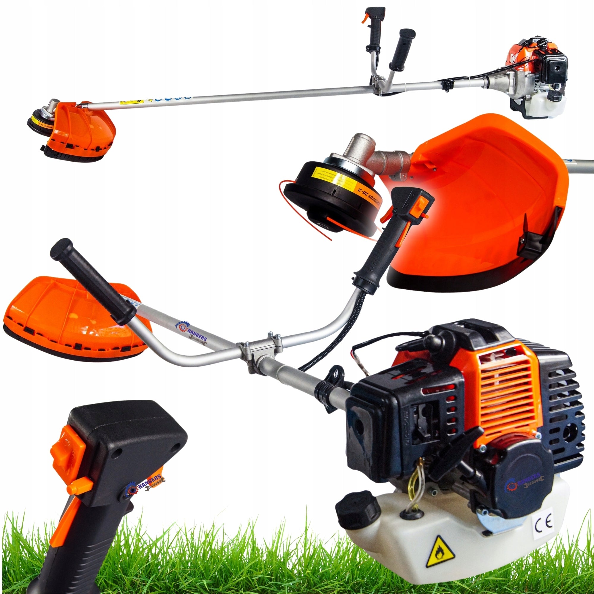 Powerful combustion scythe trimmer head 6.1 HP accessories RANGERS Tool weight 8 kg