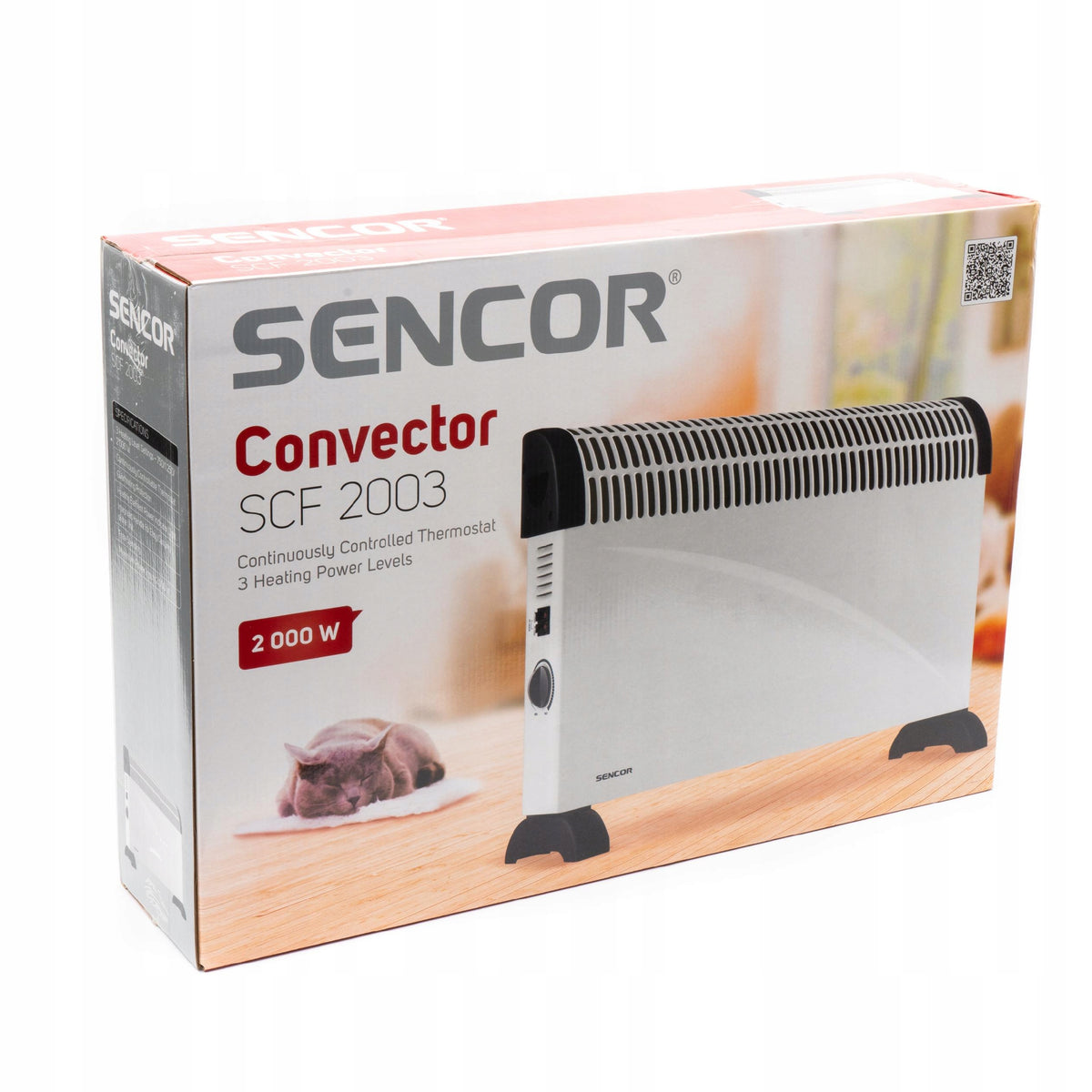 Powerful electric heater CONVECTOR 2000W power regulation Sencor SCF 2003 Packaging status original