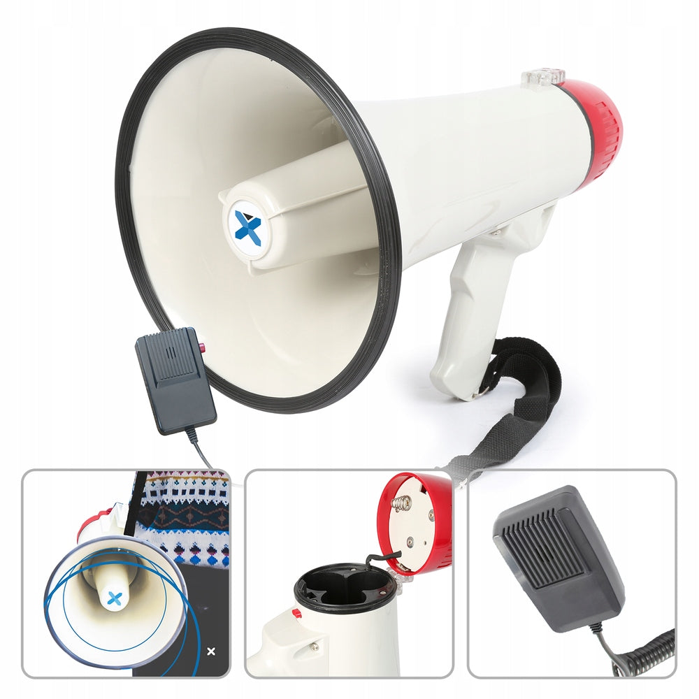 Powerful megaphone MEG040 with built-in 40W amplifier and detachable microphone Batteries included no