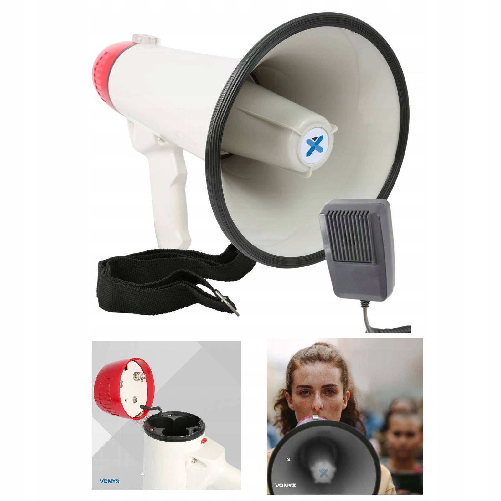 Powerful megaphone MEG040 with built-in 40W amplifier and detachable microphone