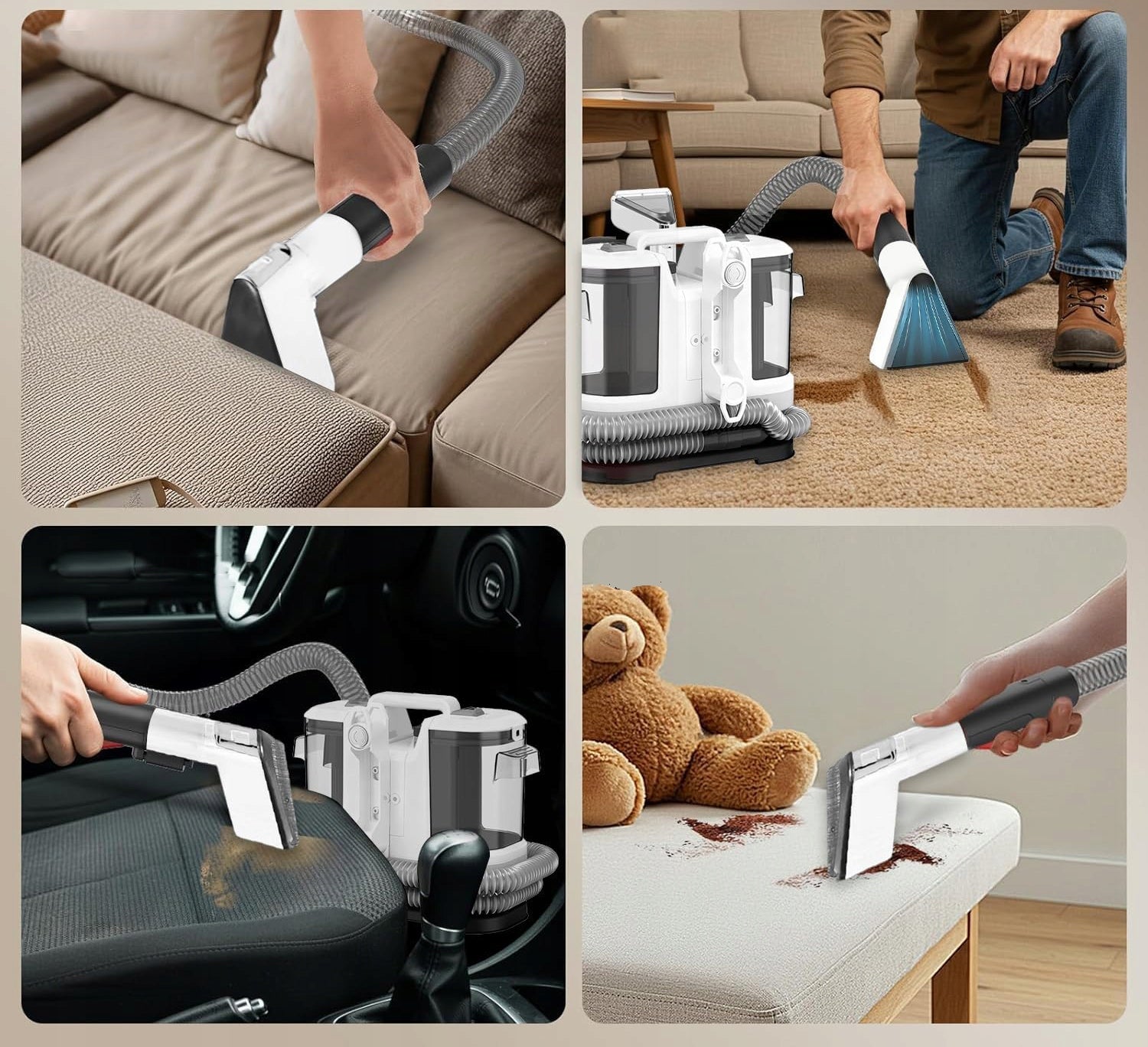Powerful wet and dry washer for scrubbing carpets and sofas 1.8L 450W 12Kpa Clean water tank capacity 1.8 l