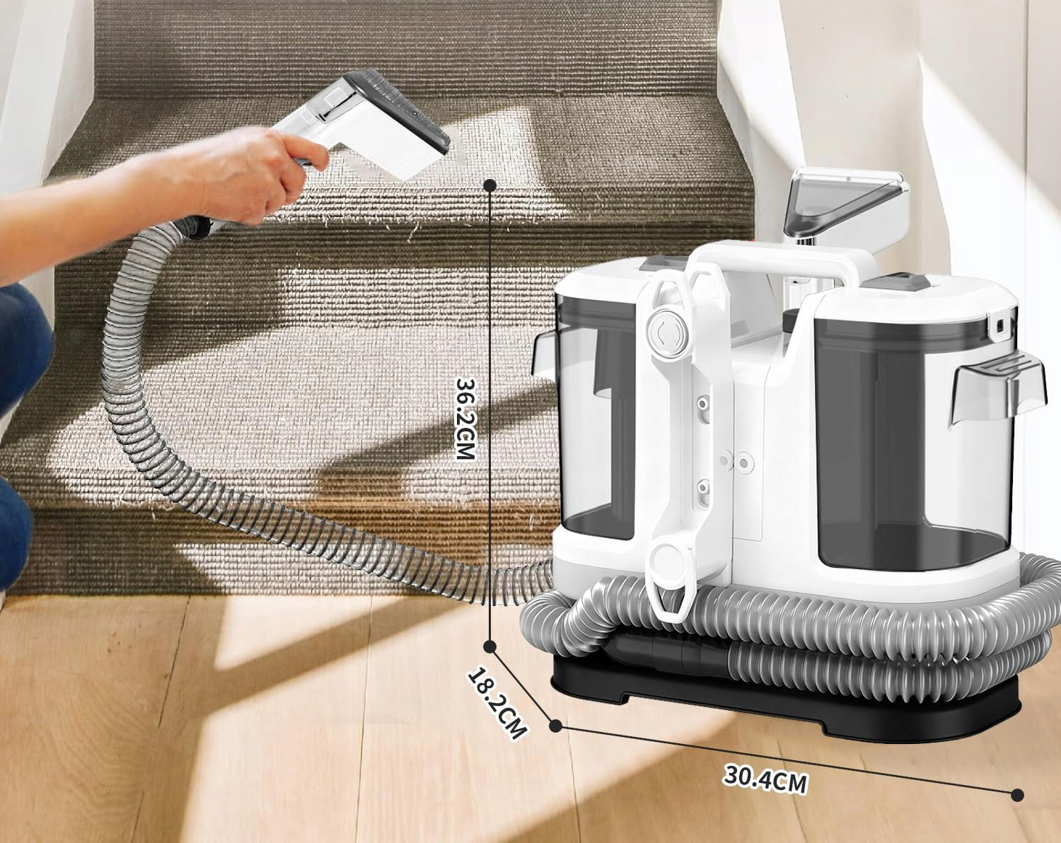 Powerful wet and dry washer for scrubbing carpets and sofas 1.8L 450W 12Kpa Power 450 W