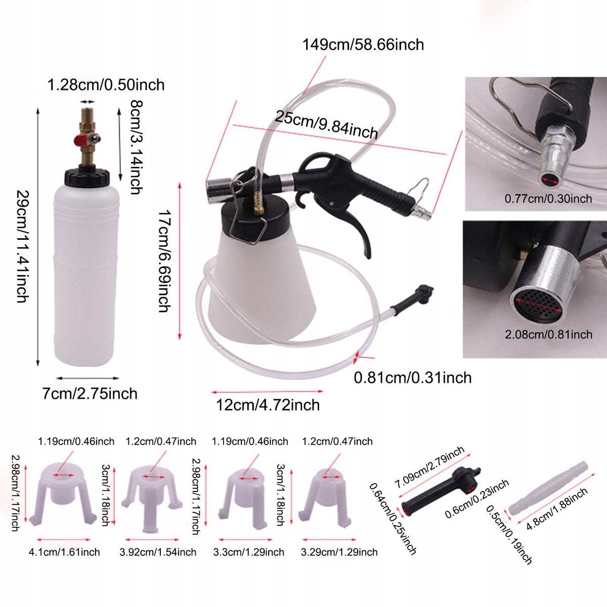 Practical Brake Fluid Bleeder Tool Kit Durable PP Material Double Bottles Packaging status original