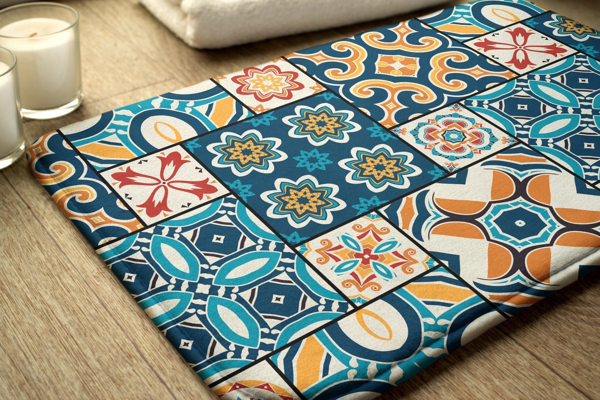Practical Rug Mat Boho Bathroom Azulejo Length 60 cm
