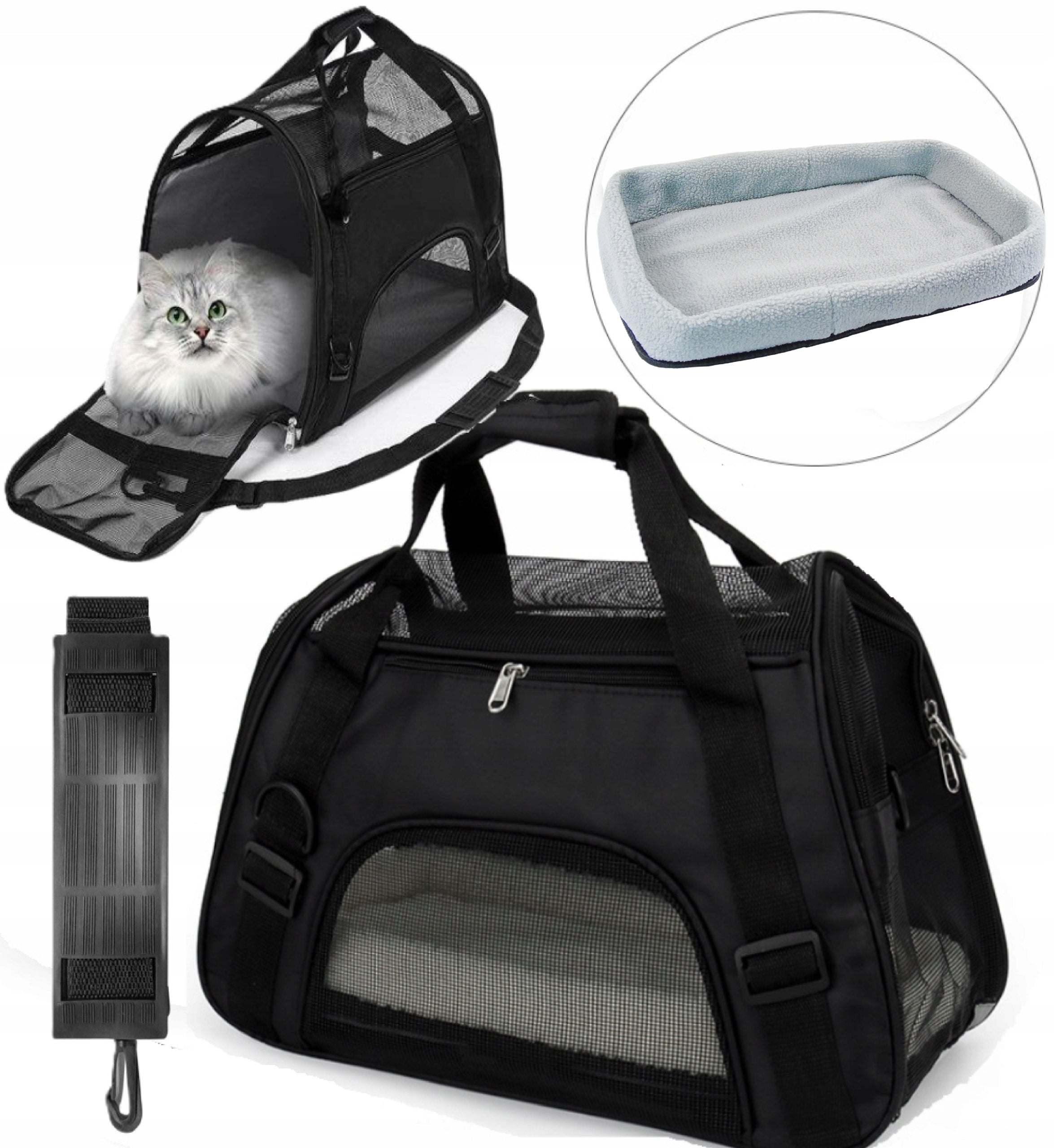 Practical Travel BAG for Cat Rabbit TRANSPORTER + Soft MAT 52x33 Trade name transporter z matą