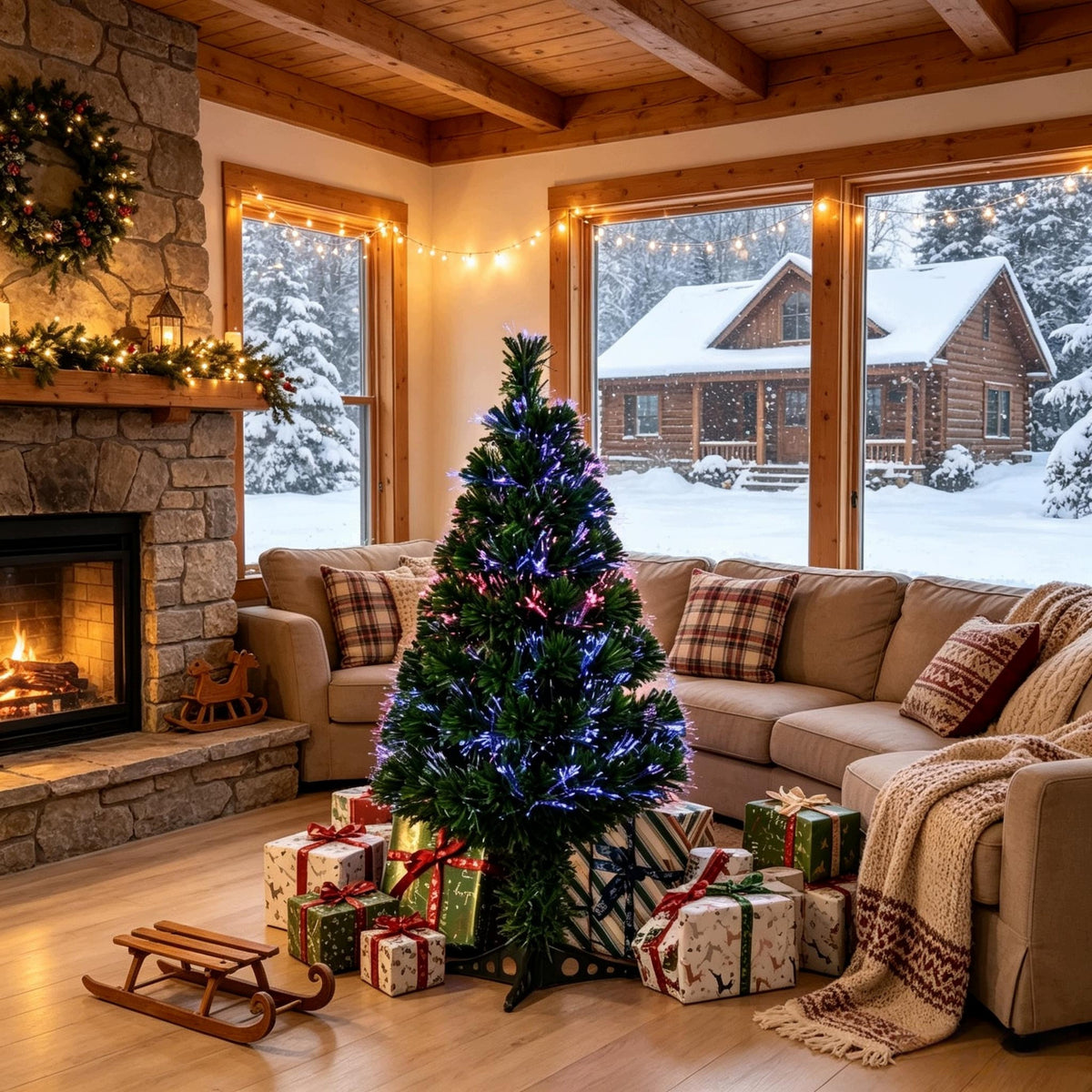 Pre-Lit Christmas Tree 90cm 90 Tips Multi-Color Fiber Optic Base Manufacturer code T5828P588093
