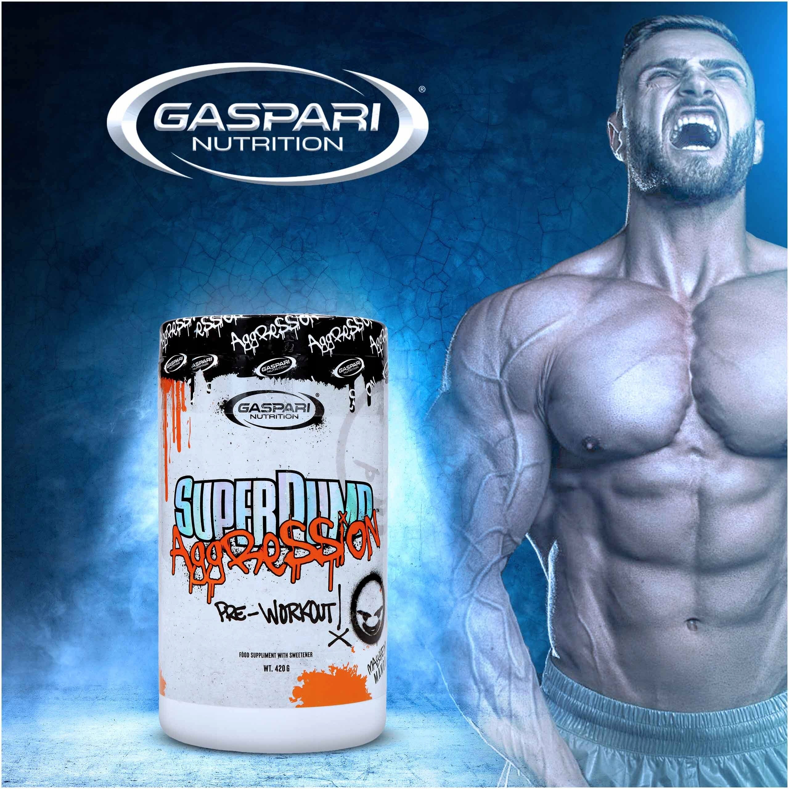 Pre-workout GASPARI Super Pump Aggression 420g Mango Pump Strength Expiration date at least six months from the date of purchase