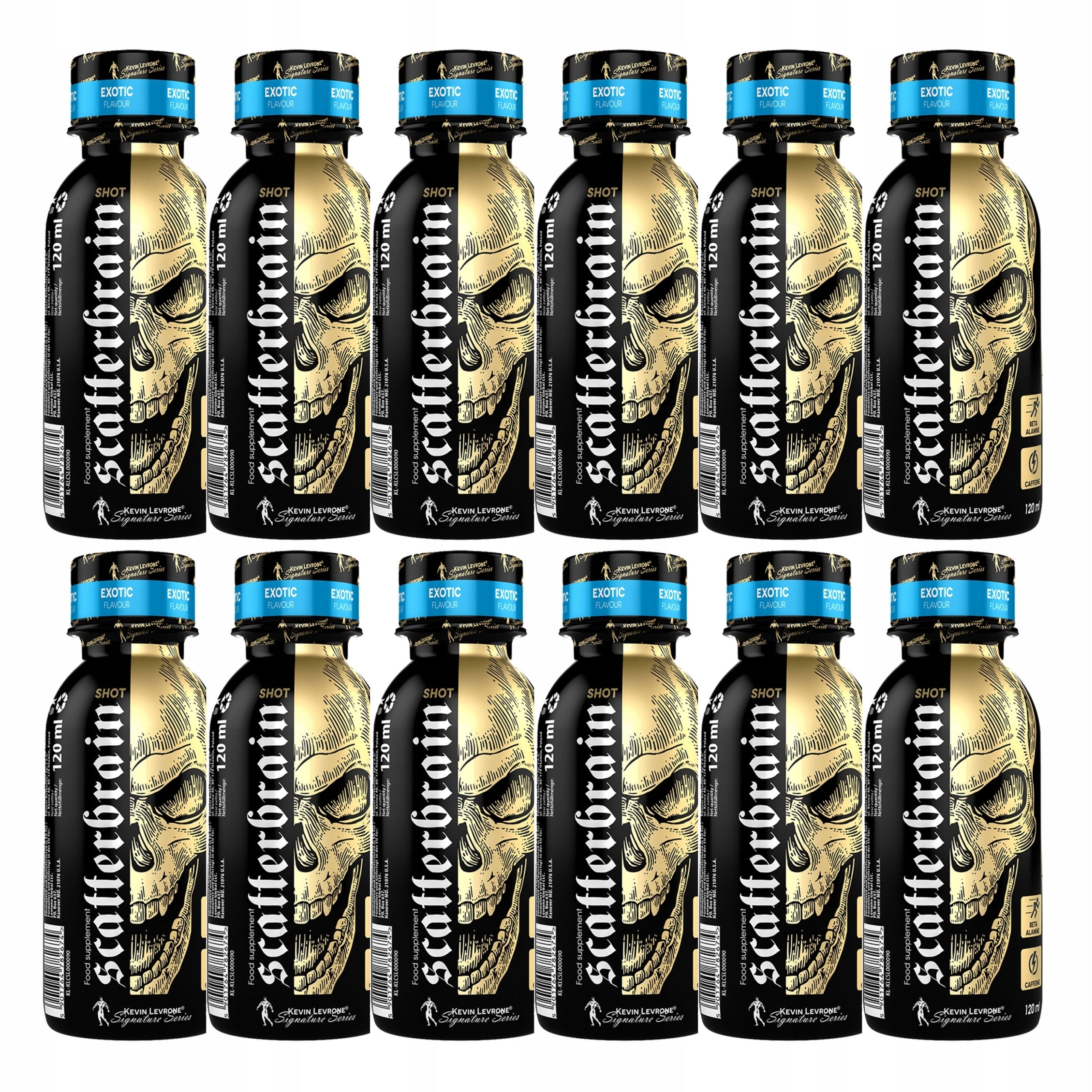Pre-workout KEVIN LEVRONE Scatterbrain Shot 12 pcs Exotic Caffeine Expiration date at least six months from the date of purchase