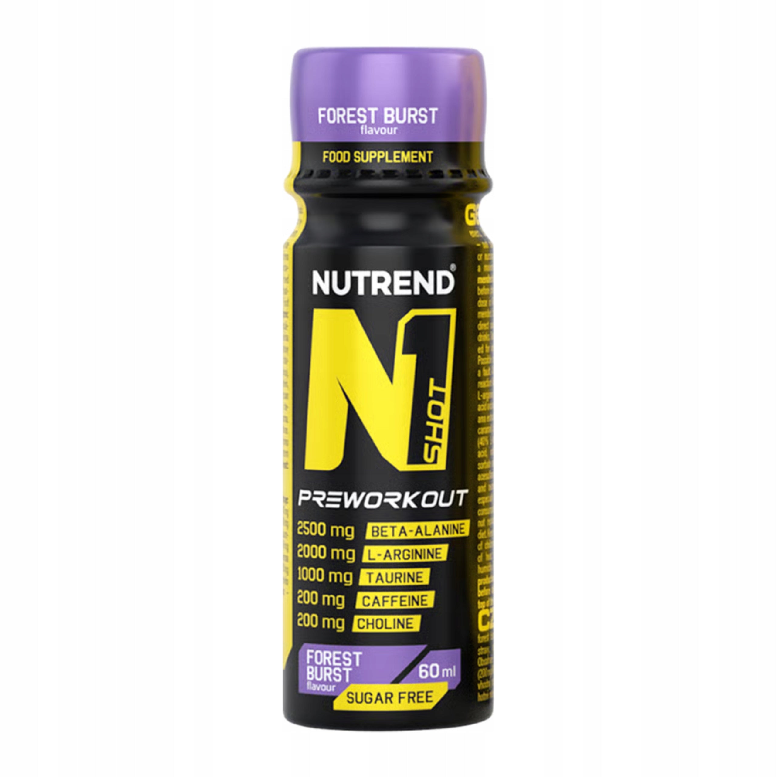 Pre-workout NUTREND N1 Shot 20x60ml Beta-Alanine Caffeine 200mg Liquid Expiration date at least six months from the date of purchase