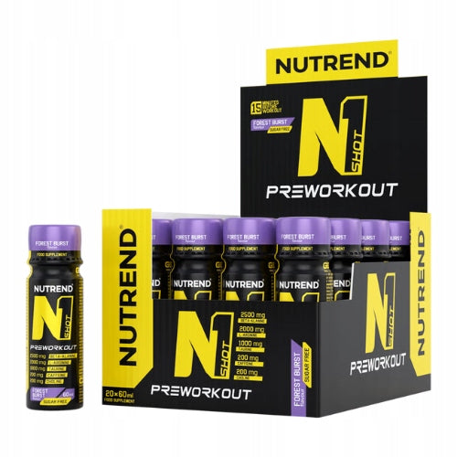 Pre-workout NUTREND N1 Shot 20x60ml Beta-Alanine Caffeine 200mg Liquid Packaging status original
