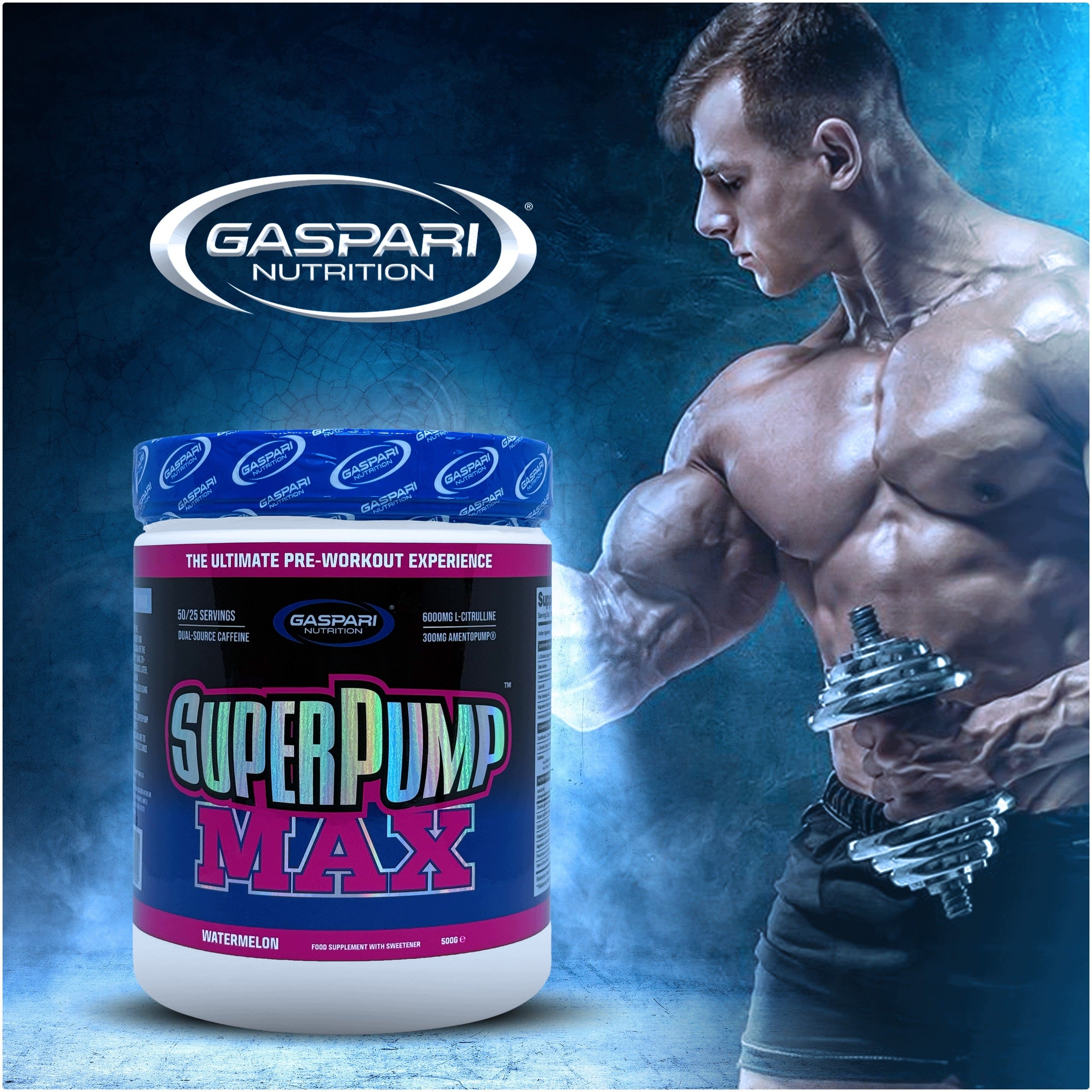 Pre-workout Super Pump Max 500g Pump Booster GASPARI Watermelon Packaging status original