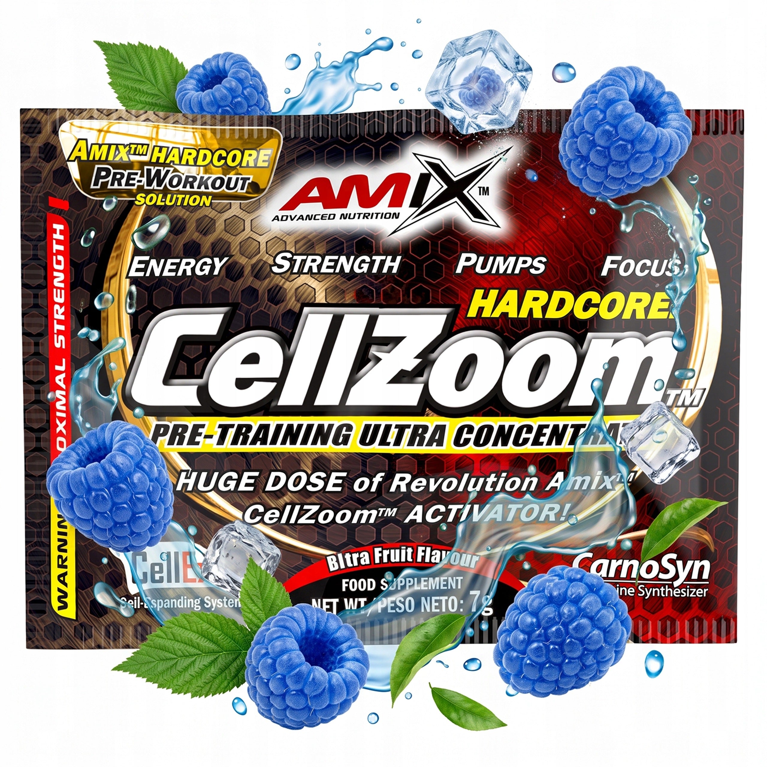 Pre-workout conditioner 7 g 1 sachet Blue Raspberry caffeine 200 mg