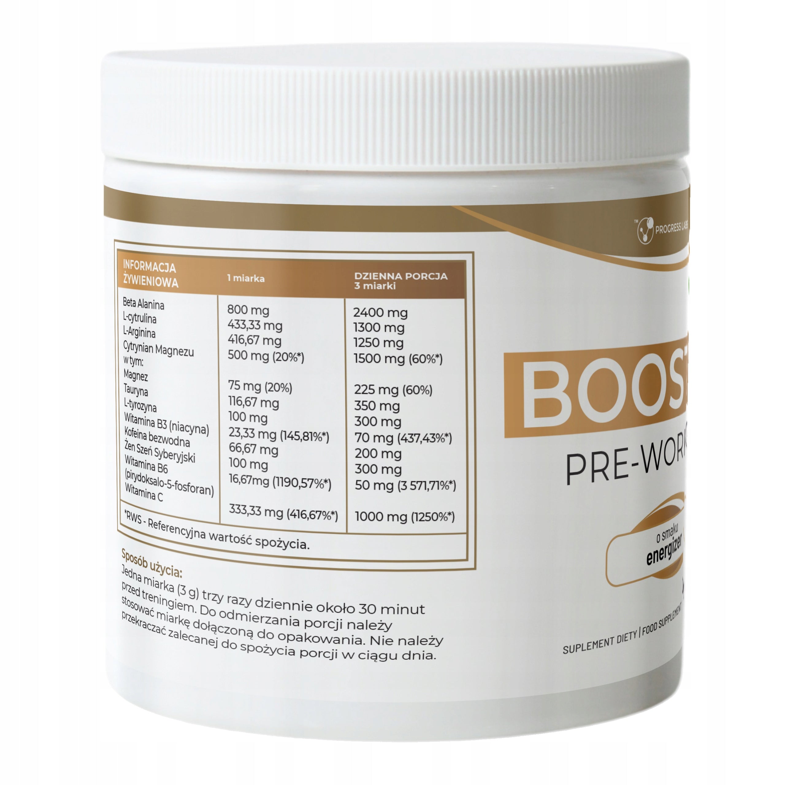 Pre-workout conditioner PRE WORKOUT BOOSTER powder 400g taste ENERGIZER EAN (GTIN) 5907709721692