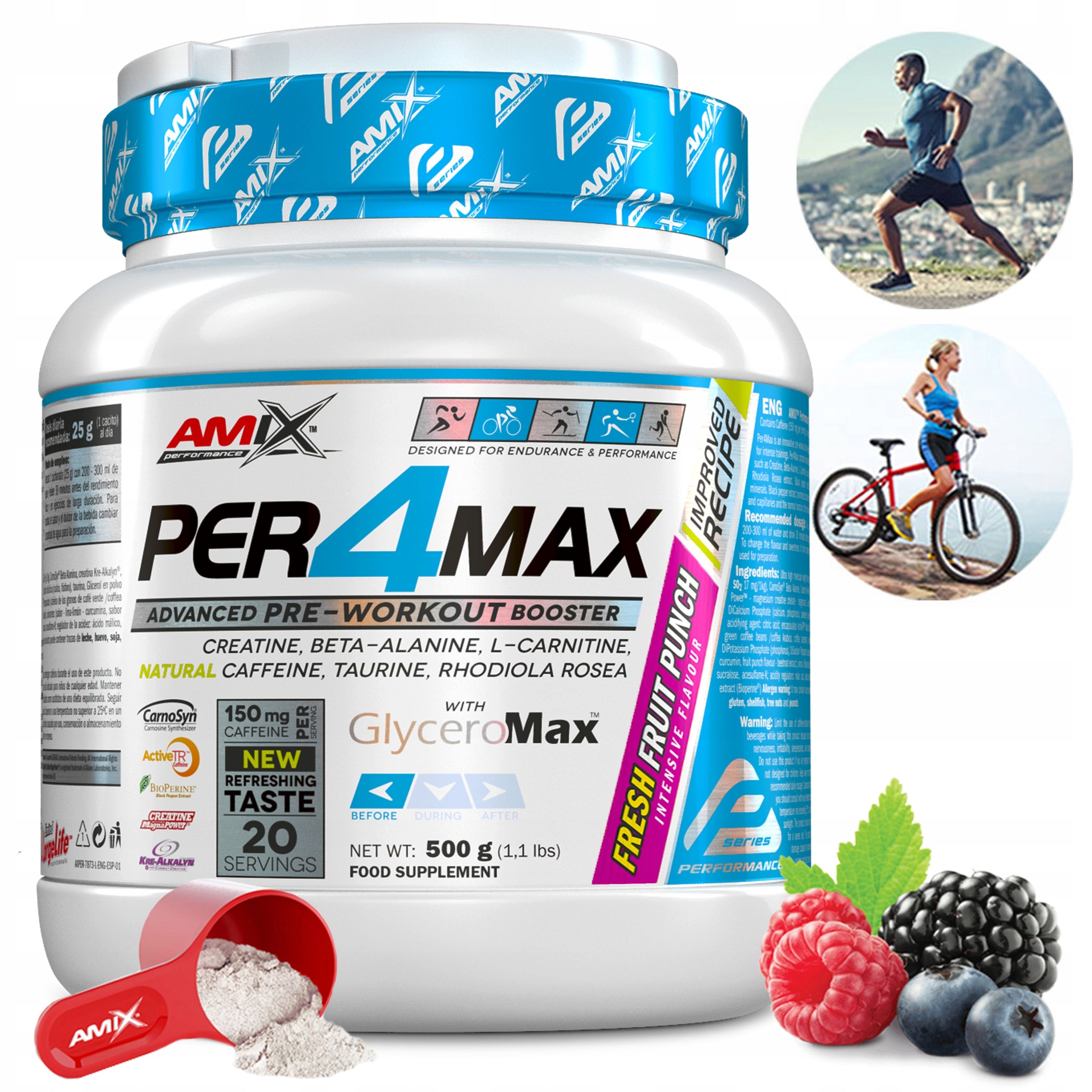 Pre-workout for runners, endurance sports - Strong Per4Max Amix Packaging status original