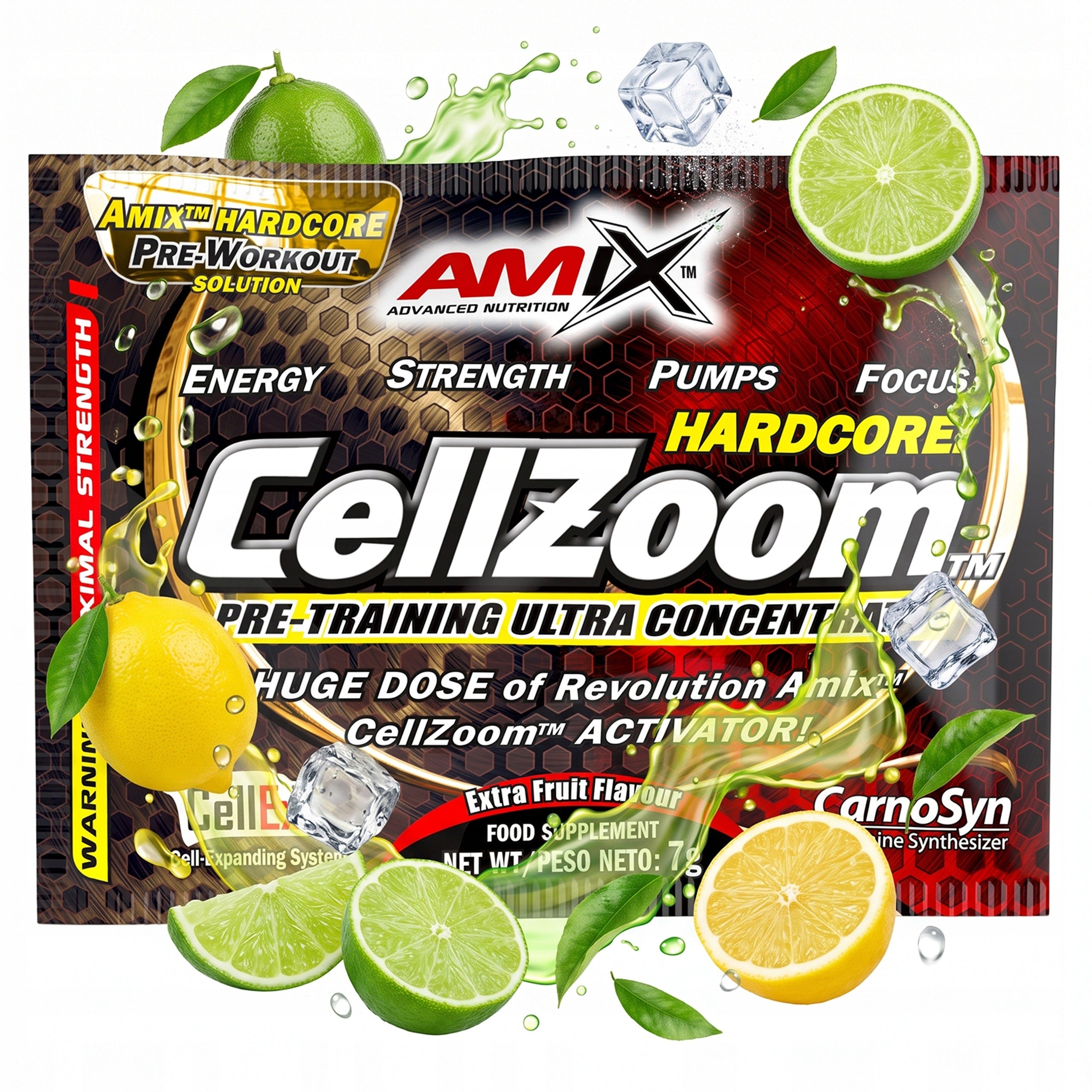 Pre-workout sachet 7 g Lemon Lime AAKG beta alanine caffeine 200 mg