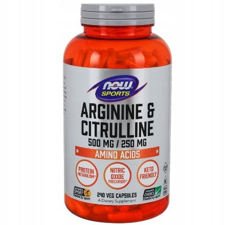 Pre-workout supplement Now Foods L-arginine L-citrulline capsules 240 pcs.