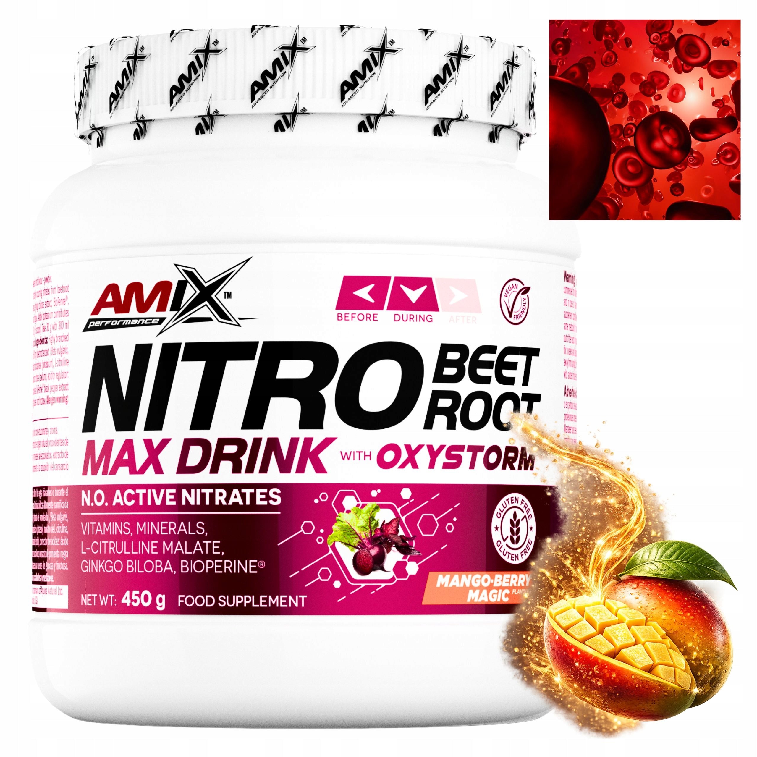 Pre-workout without Caffeine Red Beet Extract Electrolyte 450g