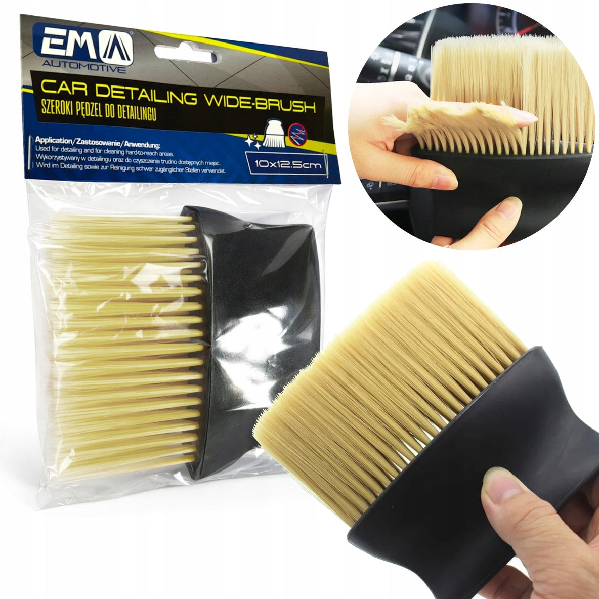 Precision Detailing Brush for Car Interior Cleaning Gentle Bristles