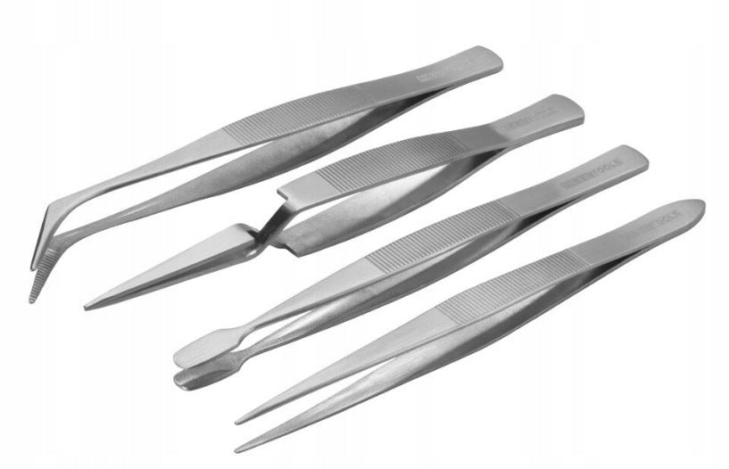 Precision Tweezers 4pcs Stainless Steel Set