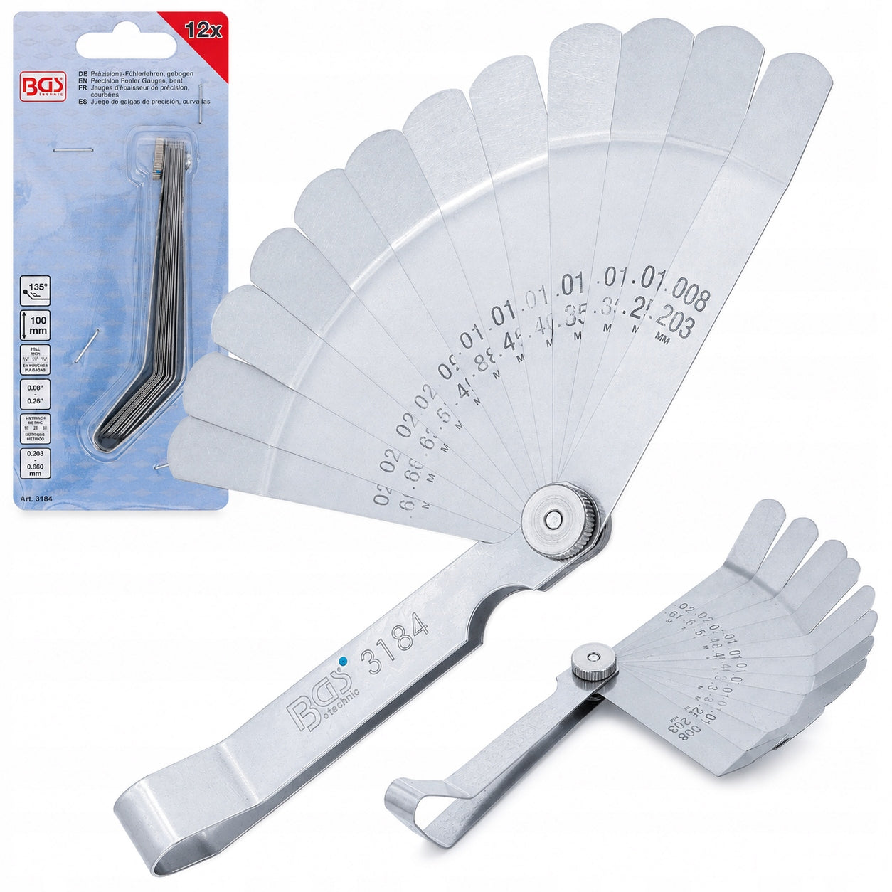 Precision slotter with bent blades 12el measurement 0,203-0,66mm BGS