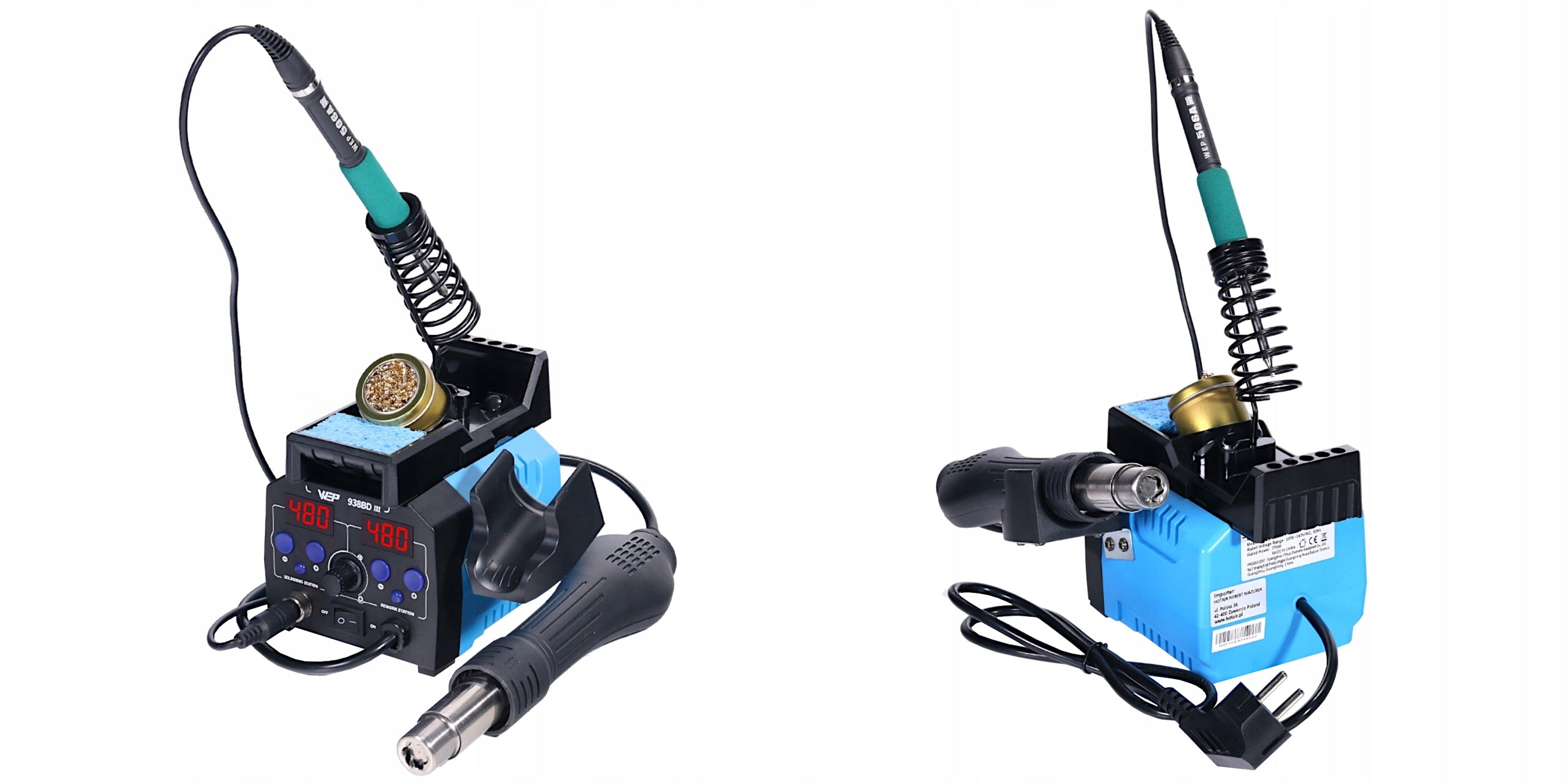 Precision soldering station HOTAIR WEP 938BD-III 775W 2in1 HOT AIR tip T12 Brand WEP