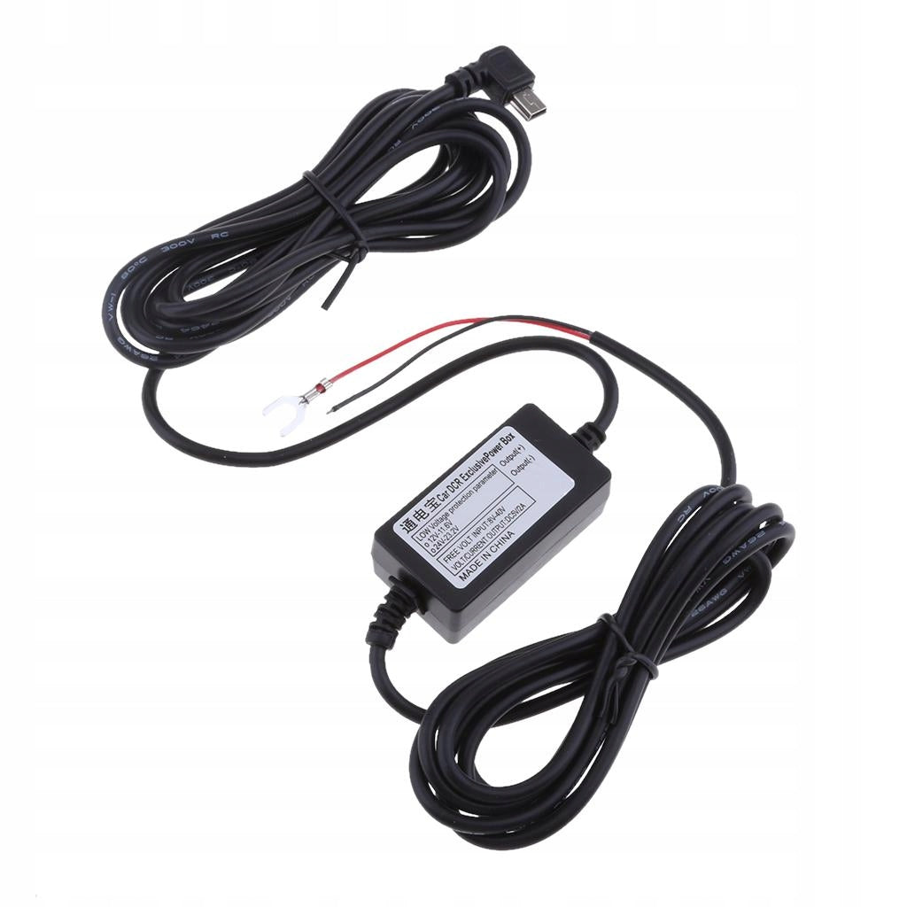 Premium 8/36V To 5V Car Cam Hardwire Kits Left Bend Mini USB Cable