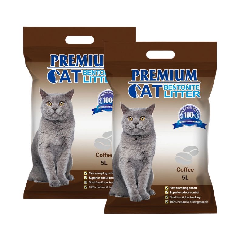 Premium Cat Bentonite Clumping Litter - Coffee for Cat 10L (2x5L)