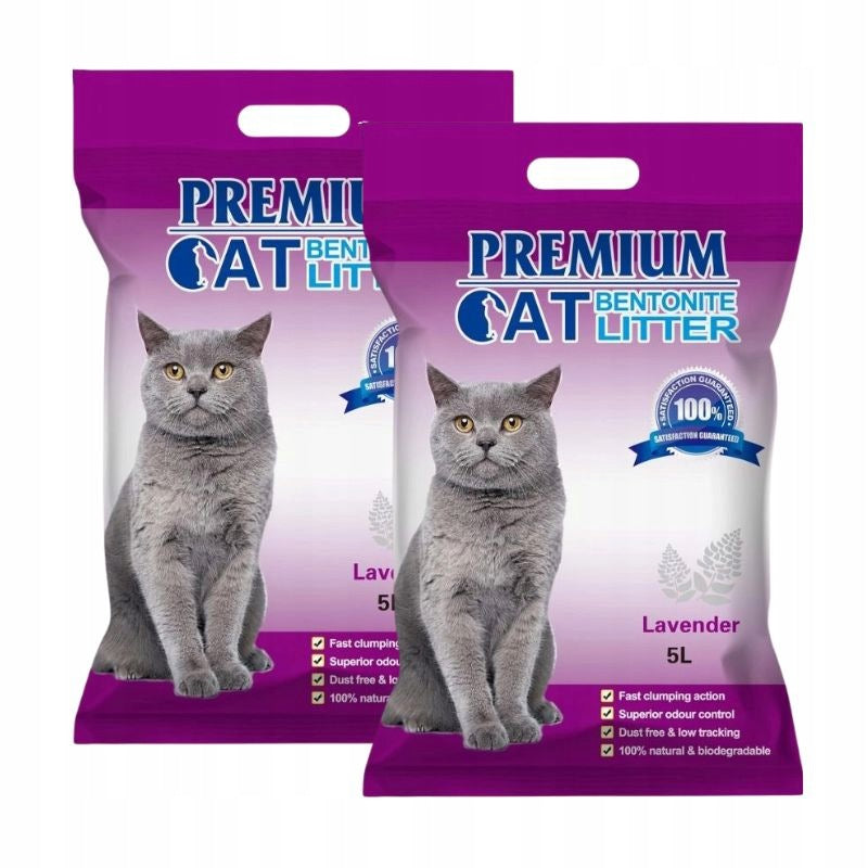 Premium Cat Bentonite Clumping Litter - Lavender for Cat 10L (2x5L)