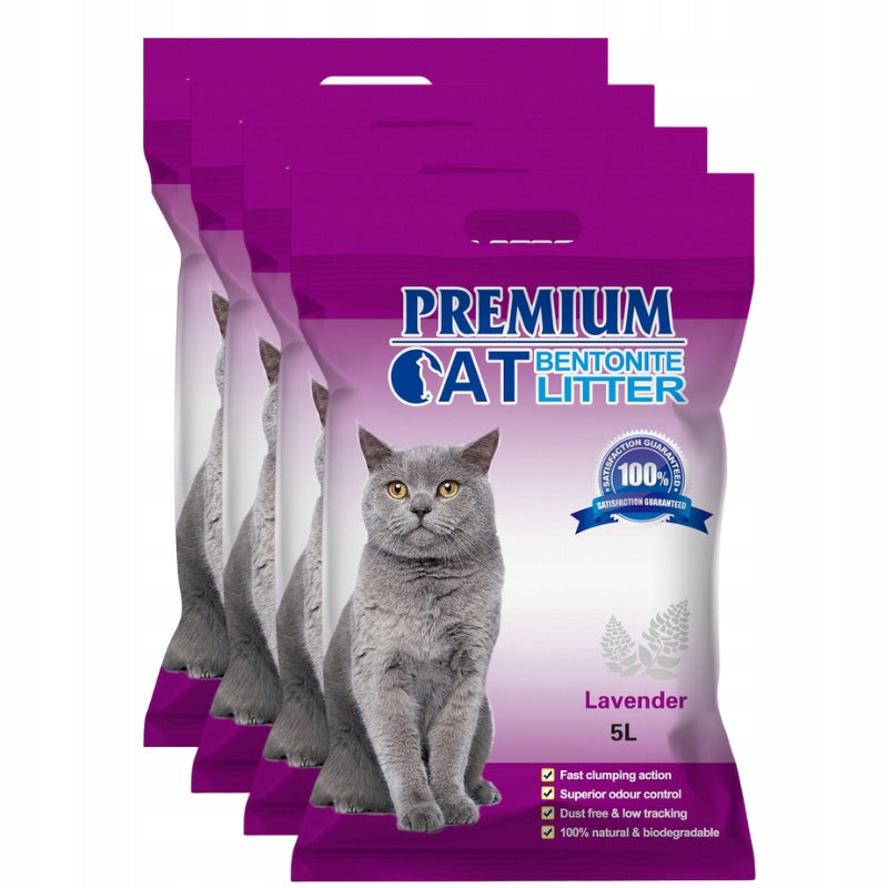 Premium Cat Bentonite Clumping Litter - Lavender for Cat 4x5L