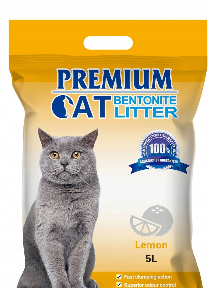 Premium Cat Bentonite Clumping Litter - Lemon for Cat 4x5L Brand no brand