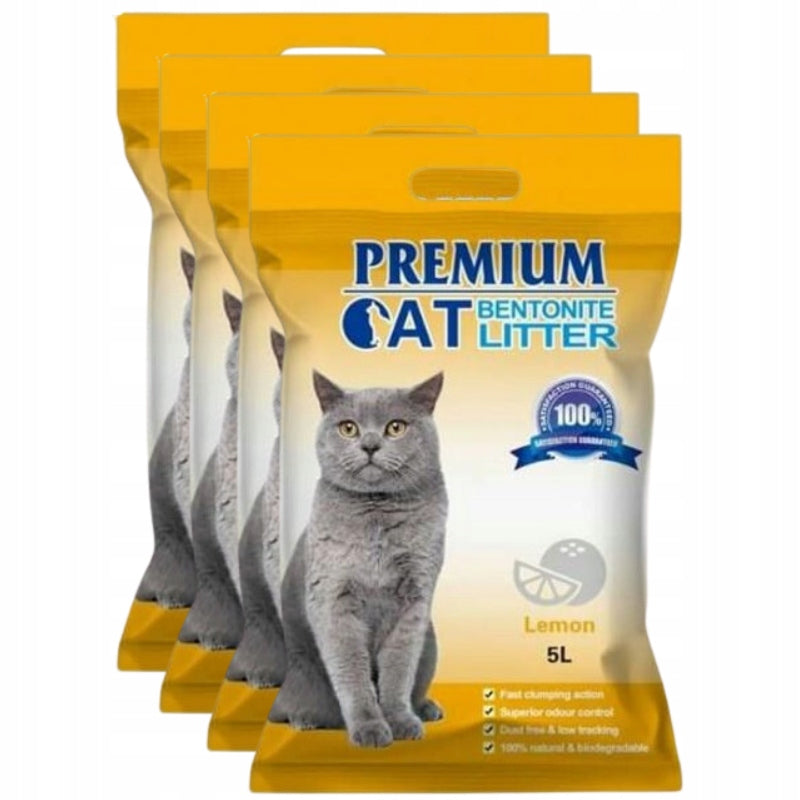 Premium Cat Bentonite Clumping Litter - Lemon for Cat 4x5L