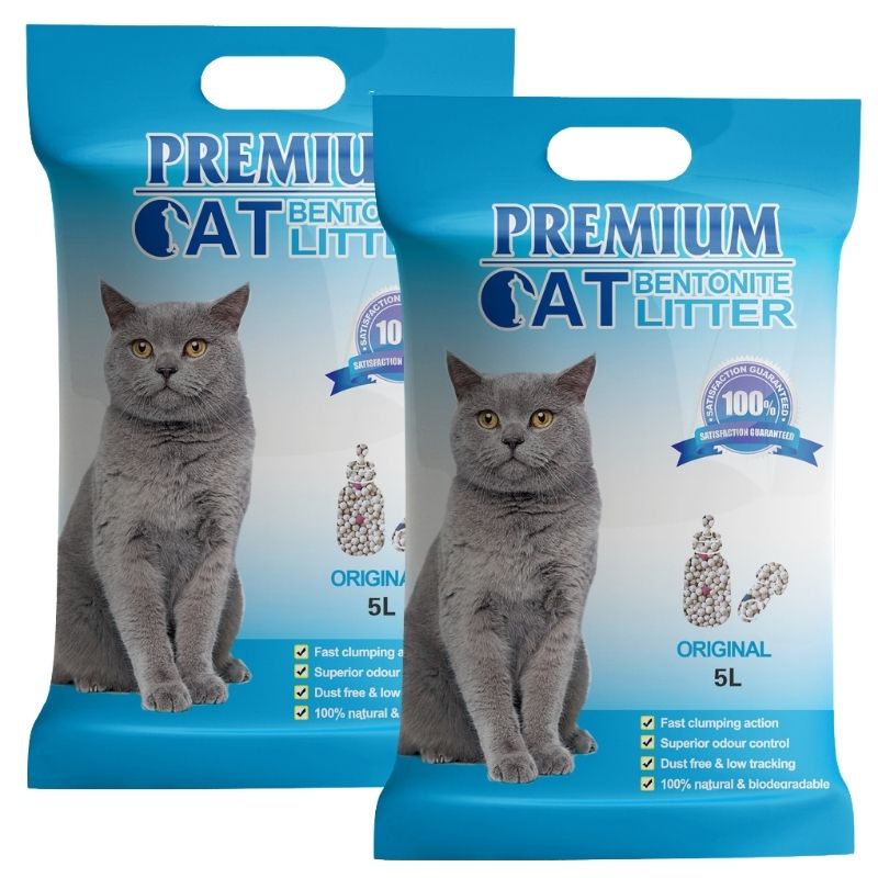 Premium Cat Bentonite Clumping Litter - Natural for Cat 10L (2x5L)