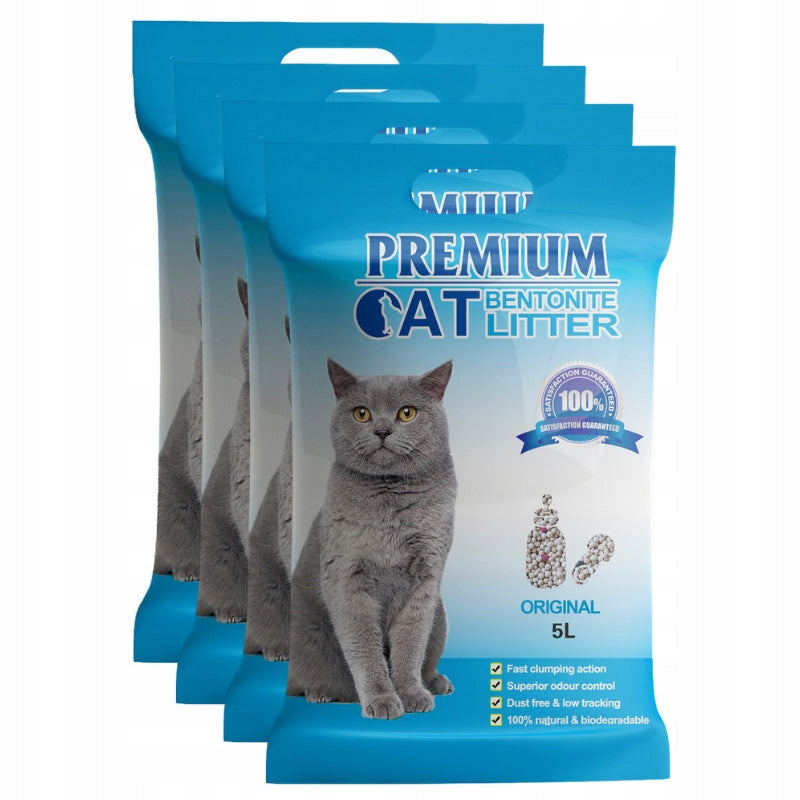 Premium Cat Bentonite Clumping Litter - Natural for Cat 4x5L