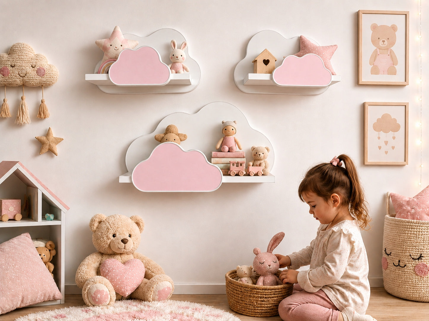 Premium Cloud Shelves Set of 3 Montessori Shelves for Children's Room Manufacturer code Chmurka