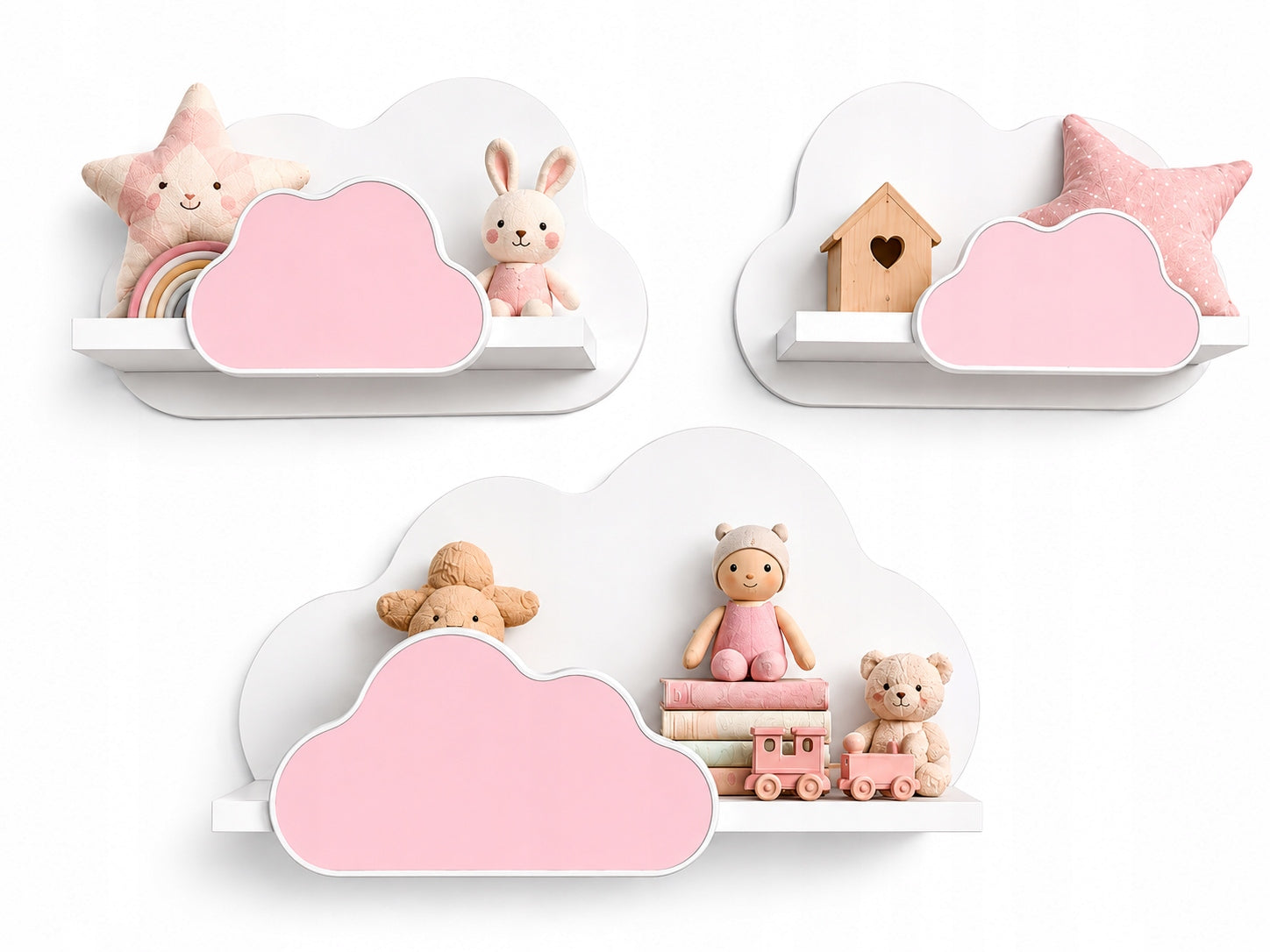 Premium Cloud Shelves Set of 3 Montessori Shelves for Children's Room Packaging status original