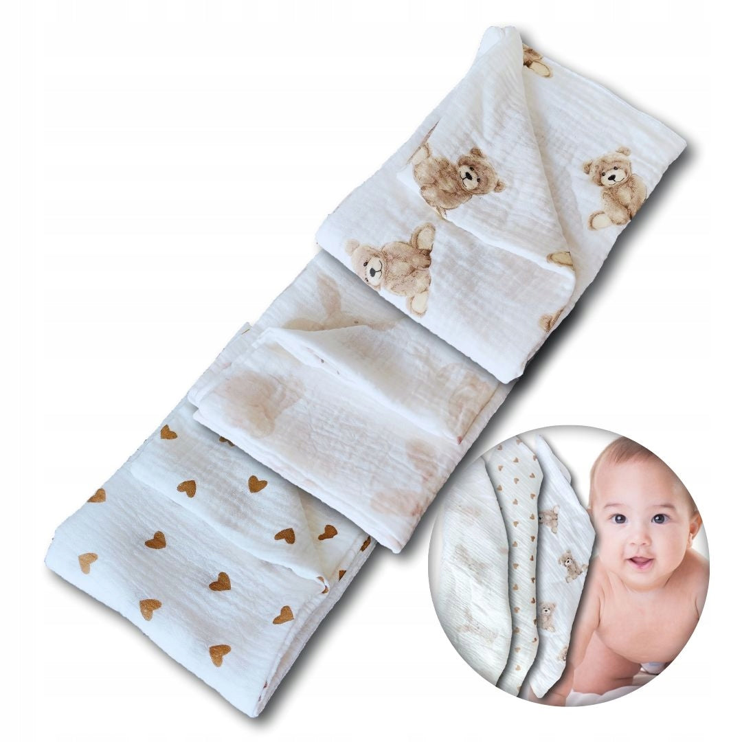 Premium Double Sided Muslin Diaper 3pcs 28x38 cm Mu&Mu