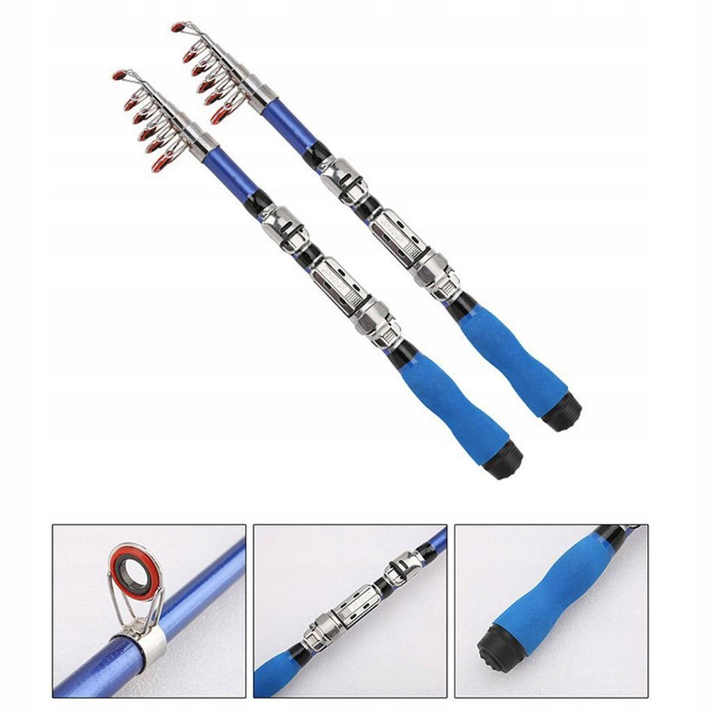 Premium Fishing Rod Telescopic Fishing Rod Portable Carbon Fiber Blue 1.5m Model Casting Rod Bass Słodkowodne Słonowodne